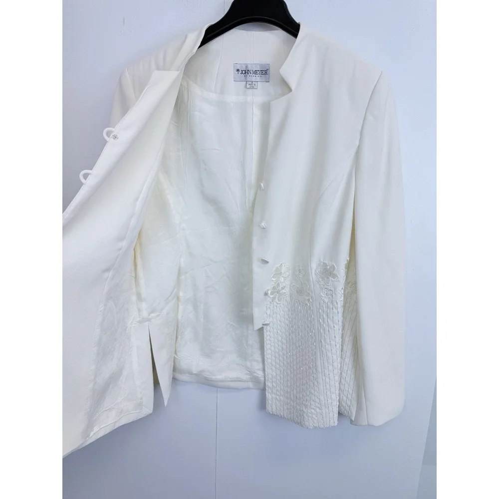 John Meyer Women's 16  Floral Embroidered Sequence Beaded Formal‎ Blazer Jacket
